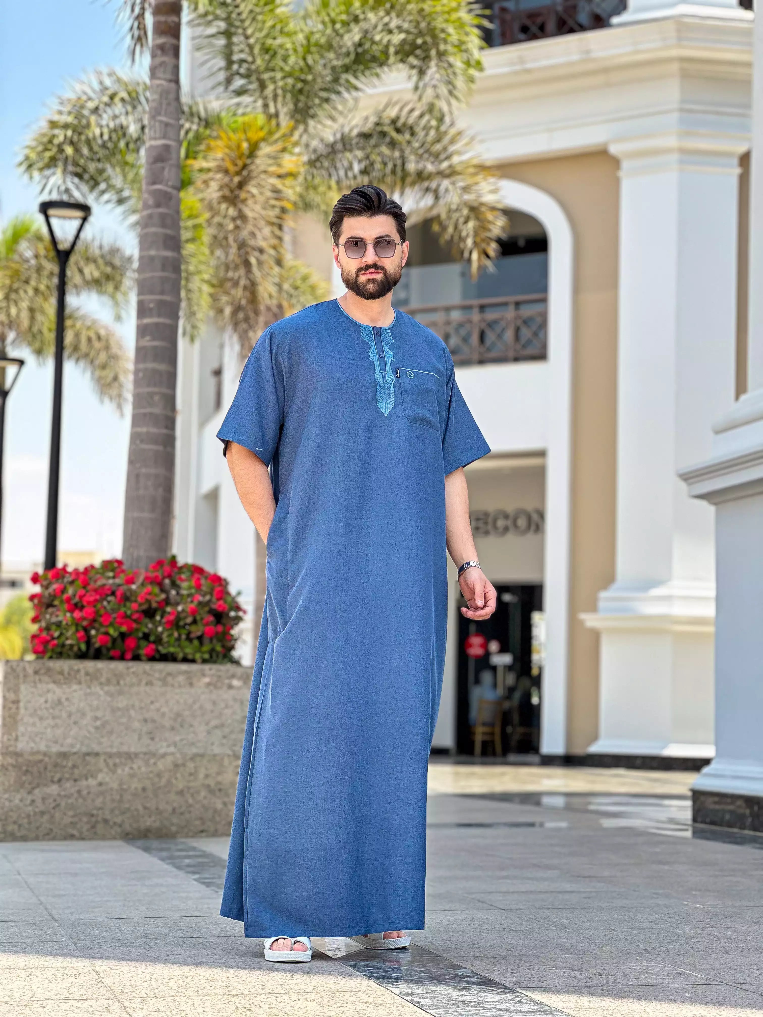 عبايه ريان نص كم كتان